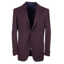 Kiton Burgundy Mid-Weight Soft Flannel Cashmere Sport Coat 38R Eu 48 NWT