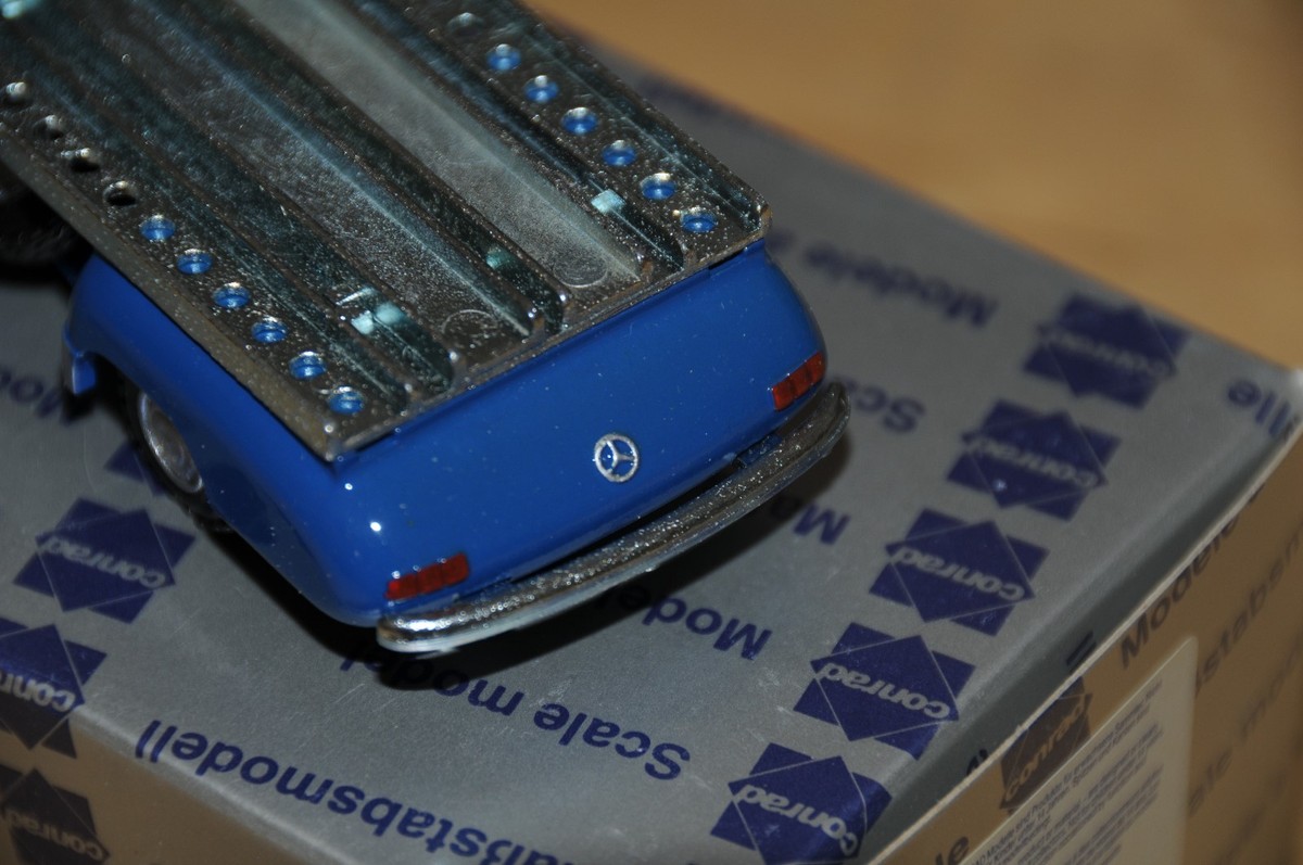 Miniature Conrad Mercedes Transporteur Course 1/43 - Bleu, Années 50 - Occasion