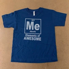 Alstyle Apparel & Activewear Boys T-Shirt Blue 001 Me Myself Crew Cotton M New