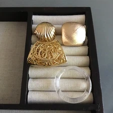 4 Vintage Scarf Clips 3 Gold Tone 1 Plastic Western Germany Taiwan ROC Monogram