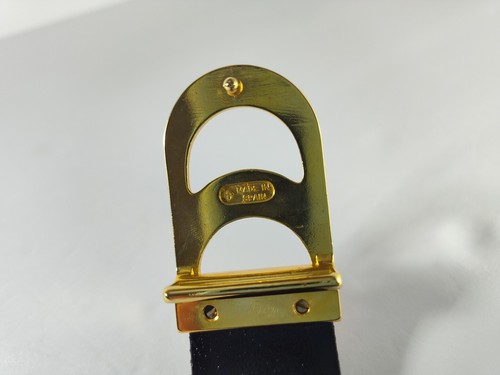Cipriani Patent Leather Belt Black Silver Gold Tone Buckle Medium Vintage Spain - Picture 3 of 6