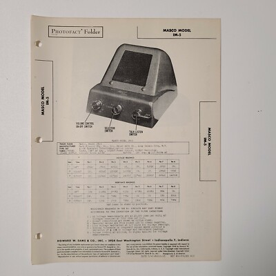 SAMS PHOTOFACT SERVICE MANUAL 41-13 MASCO MODEL IM-5