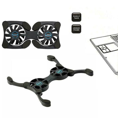 Foldable Mini Notebook Cooler Laptop USB Double Cooling Pad Stand Fan O8U1 - Photo 6/10