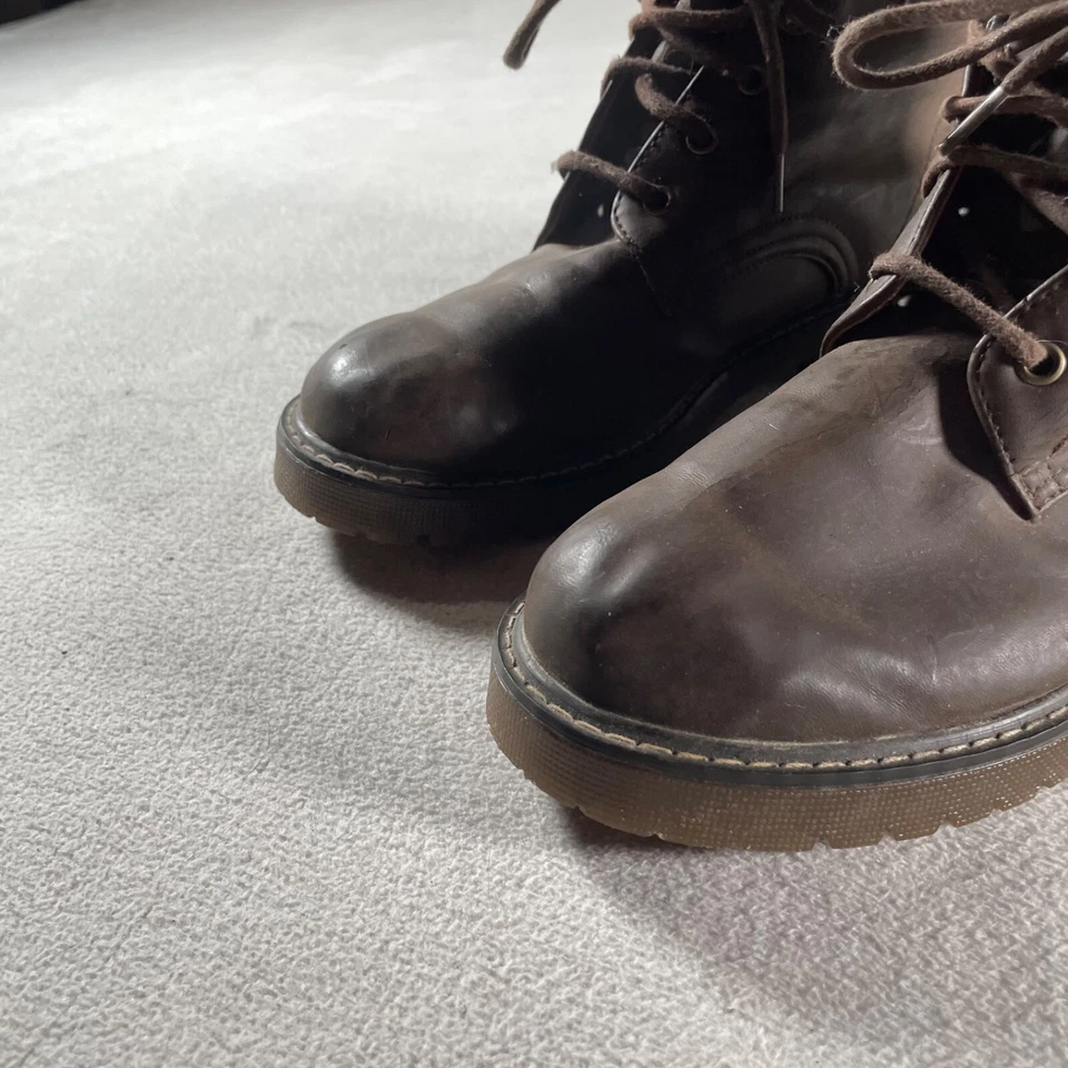 Botas Glory Desteñidas Para Mujer 7 1/2 Cuero Marrón Y2K Grueso Botín Morgan Foto 2 de 4