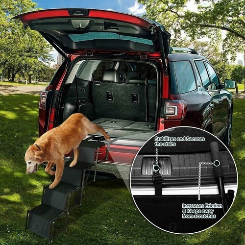 Folding Dog Pet Steps Ramp Stairs Car Boot Portable Ladder Metal Accordion - Picture 6 of 12