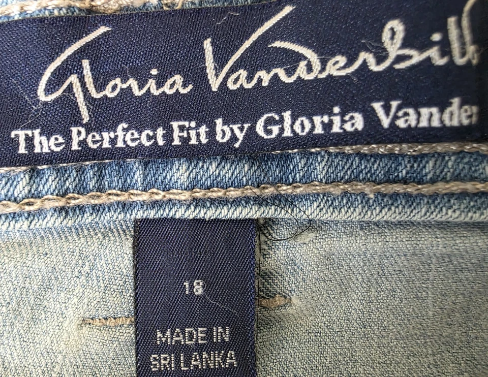 Falda de mujer Gloria Vanderbilt talla 18 hasta la rodilla botón cremallera jean Foto 2 de 4