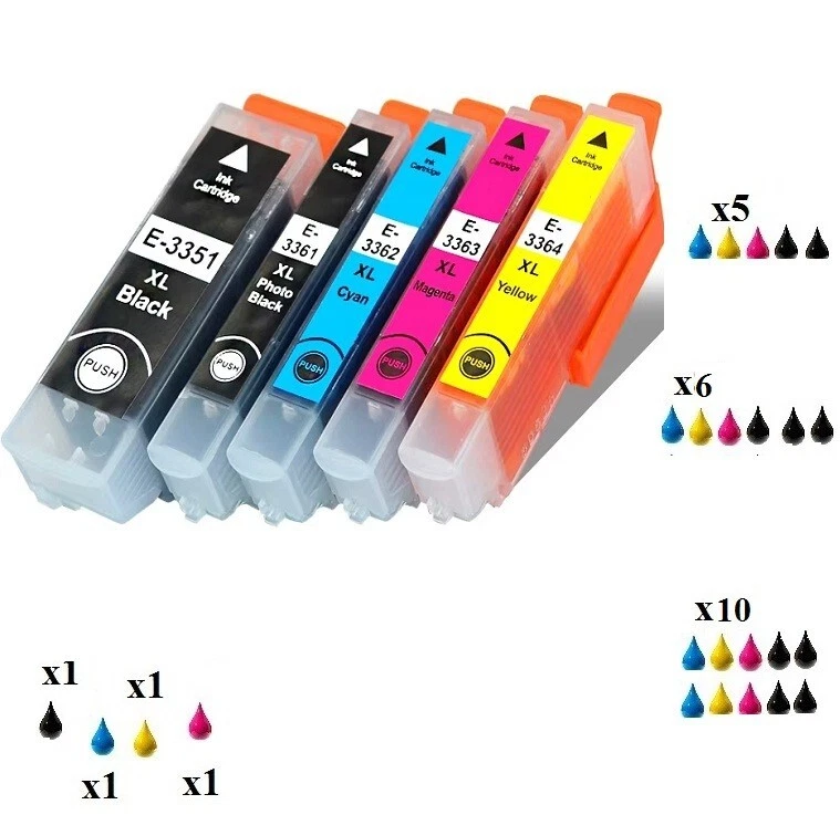 ILLICOENCRE Cartouches encre compatibles Epson XP530 XP540 XP630 XP635 XP640 XP645 T33XL