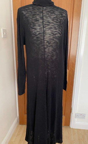 Zara Black Long Sleeved ribbed LOOSE FIT knit max DRESS NEW SIZE S - Picture 2 of 8