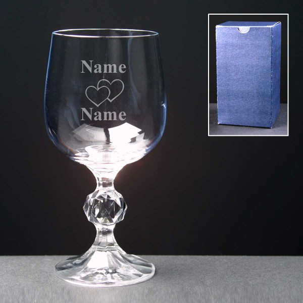 Entwined HEART Personalised Engraved Wine Glass FREE ENGRAVING 3 Sizes