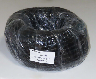 HydroMaxx 100-Foot  Black 1/2'' Corrugated Non-Split Tubing / Wire Loom Brand NEW