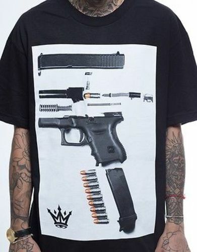 Maglietta Mafioso Abbigliamento Smontato Gun Parts Arma Munizioni Nera Urban Hype M-4Xl - Foto 1 di 3