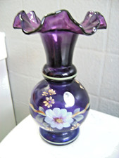 FENTON - C. MACKEY HP ROYAL PURPLE VASE - GORGEOUS 