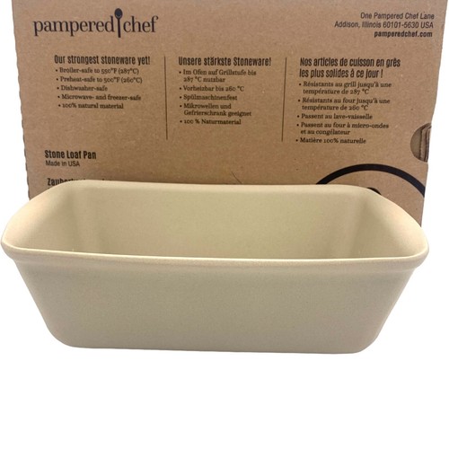 Pampered Chef Stoneware Bread Loaf Pan 100221 Stone Baking Dish Natural Material