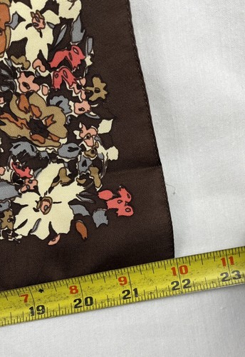 LIBERTY OF LONDON Collectible Silk Brown Border Colorful Floral Scarf 22 x 23 - Picture 7 of 7
