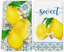 Summer Lemon Kitchen Towels Spring Italian Lemons Dish Towels