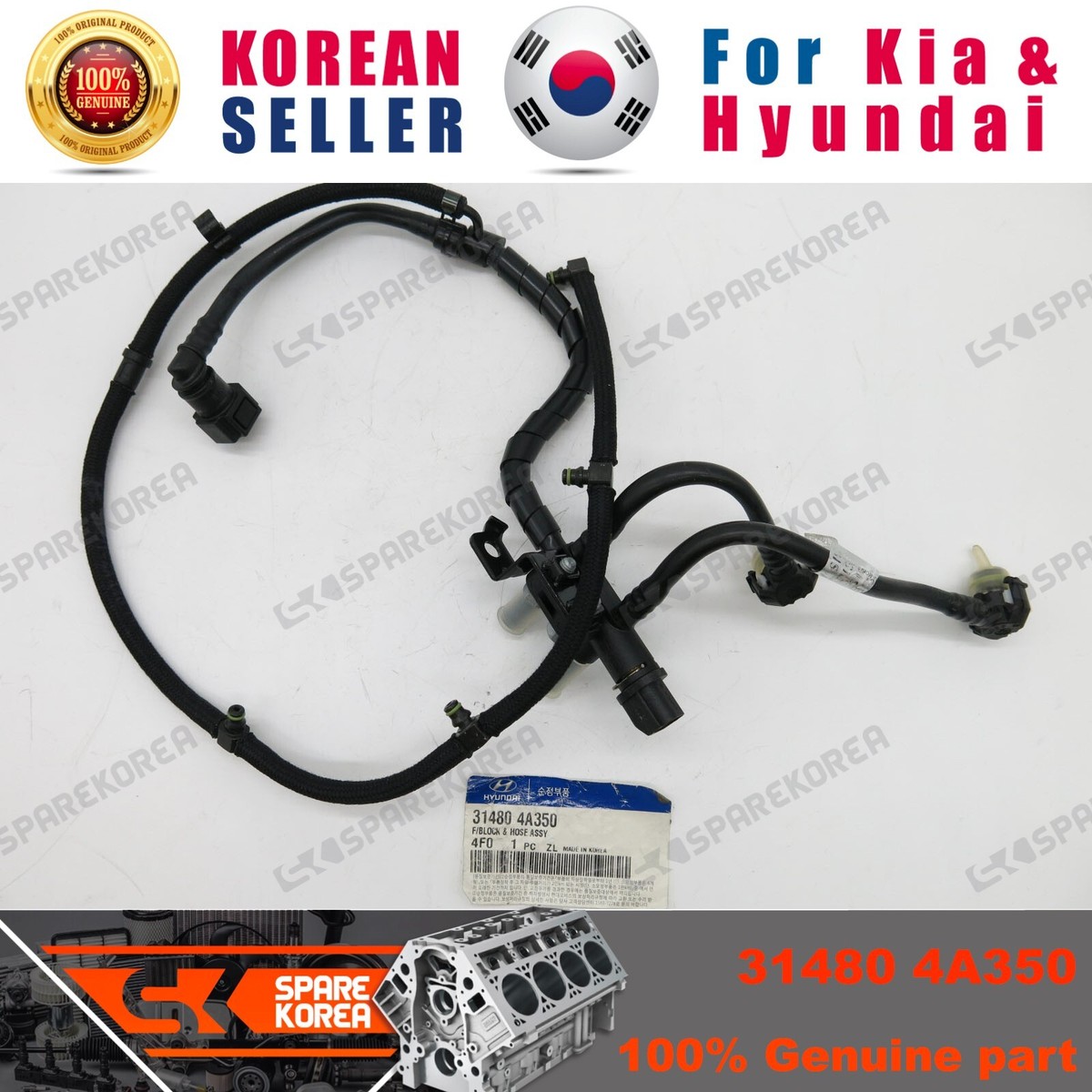 Genuine/OEM 314804A350 F/BLOCK & HOSE ASSY for Hyundai