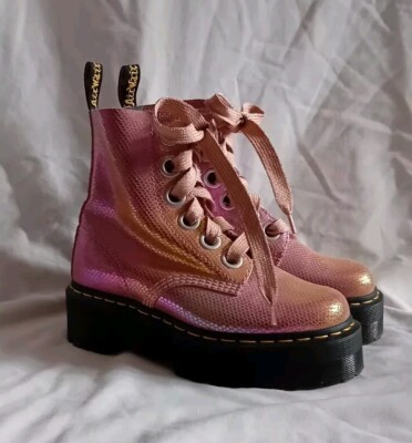 Dr Martens Molly Iridescent Pink Mermaid Quad Platform Chunky Boots Uk Eu  37 UK