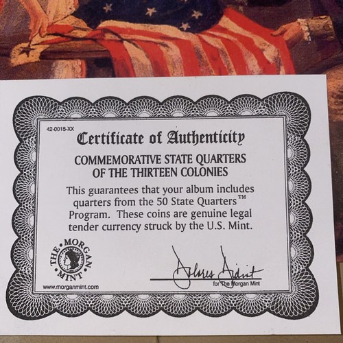 Commemorative Original 13 Colonies State Quarter Coins w/ Album-COA - Picture 2 of 15