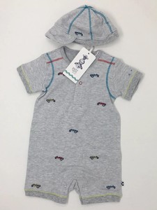 Petit-Lem-Baby-Boys-2pcs-Bodysuit-Romper-amp-Hat-Gray-Size-9-Months-Race-Car-NEW