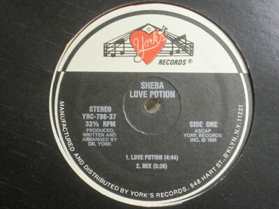 SHEBA LOVE POTION 12'' OG '86 YORK'S BOOGIE FUNK RED VINYL + FAN CLUB INSERT NM-