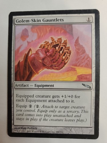 MTG Magic The Gathering Card Golem-Skin Gauntlets Artifact Equipment Mirrodin