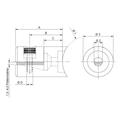 Acero Inox Plattenhalter V2A Lochblechhalter Ø32mm Plattenstärke 1,5 -4 , 0MM - Imagen 4 de 12