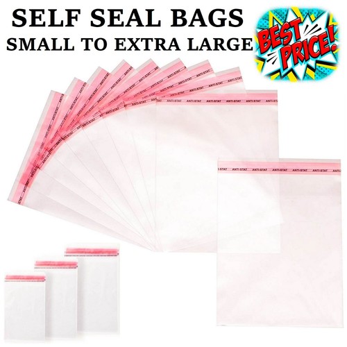 CLEAR CELLOPHANE BAGS SMALL LARGE SELF SEAL CELLO GIFT WAX SWEET PARTY FOR CARDS - Picture 4 of 24