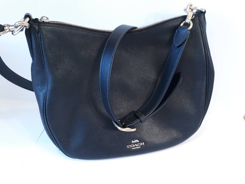 Coach Sutton Pebble Leather Hobo Shoulder Bag - Black/Gold (35593)