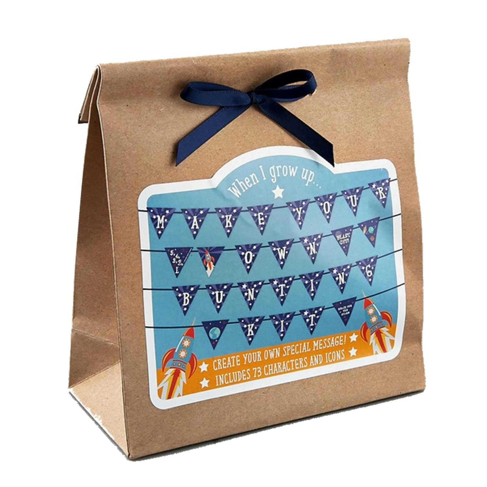 Personalised Bunting 3m Rocket & Stars Make Your Own Kit Party Gift Floss & Rock