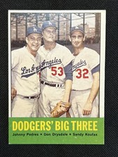 1963 Topps #412 Dodgers Big Three Sandy Koufax / Drysdale / Podres EXMT HOF *128