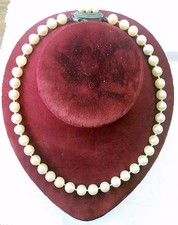 Vintage 17" Strand Cultured Pearls Necklace 8-9 MM Ornate Sterling Safety Clasp