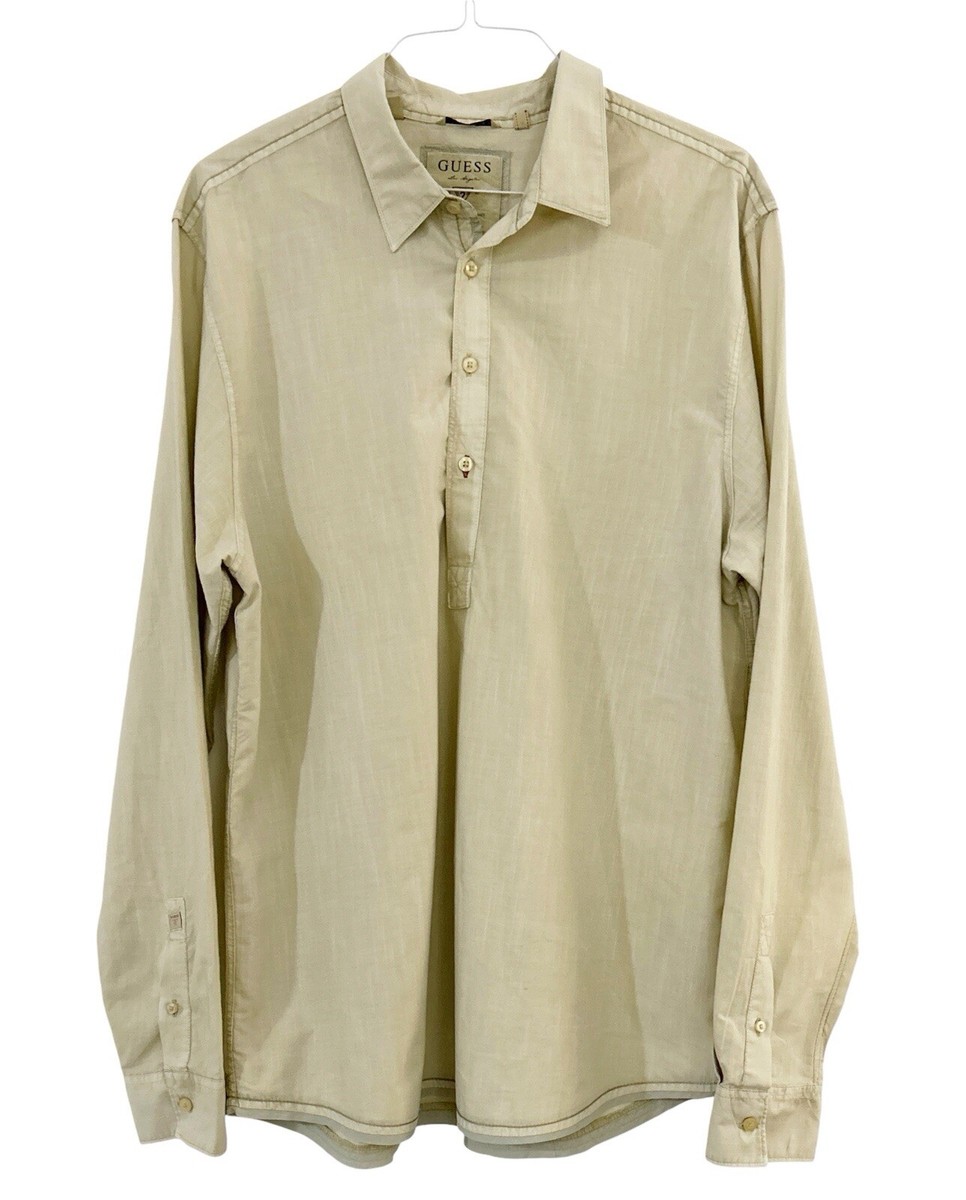 Guess Mens Tunic Long Sleeve Shirt XXL Vintage Hippy 70s Contrast