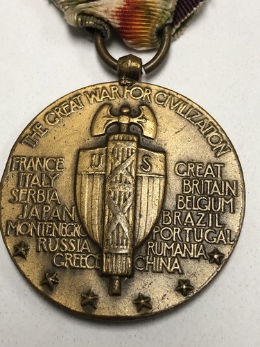 ANTIQUE WWI US VICTORY MEDAL WITH TWO BARS MEUSE-ARGONNE AND DEFENSIVE SECTOR - Picture 5 of 6