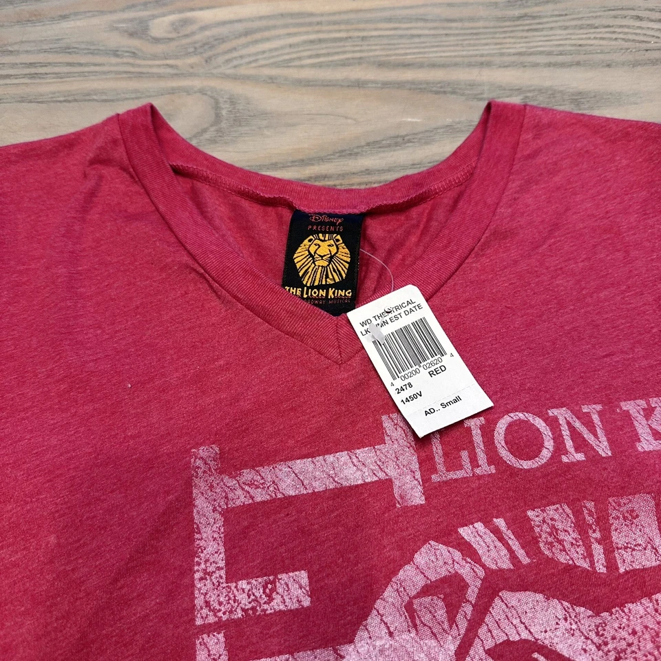 NEW Lion King Broadway Musical NY T-Shirt Women’s S Red V-Neck Short Slv Disney - Image 3 of 4