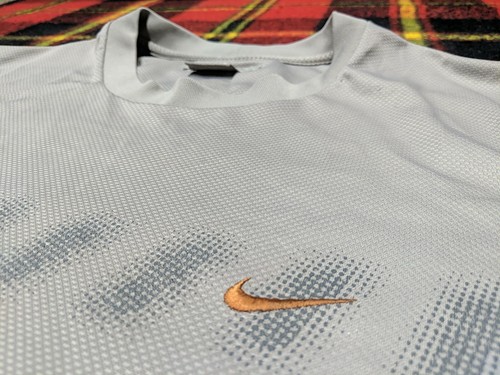 Vintage Y2k Grey Tag Nike Embroidered Swoosh Athletic Shirt Polyester Gray Sz L - Picture 2 of 6