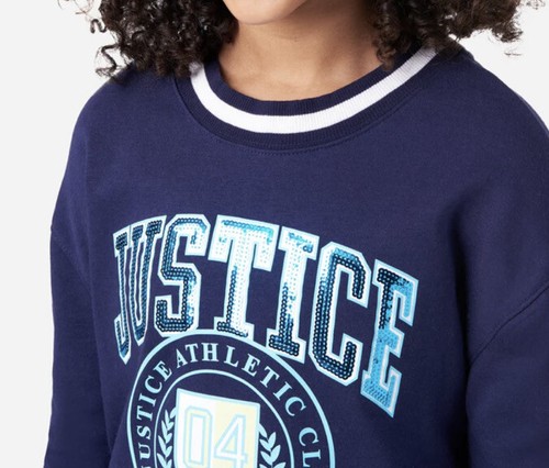 Justice Girl's Size 16-18 Sweatshirt Dress in French Navy New with Tags - Picture 3 of 3