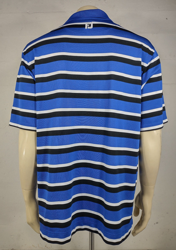Footjoy blue black white striped Woodson Bend Resort polo shirt mens Large - Picture 4 of 9