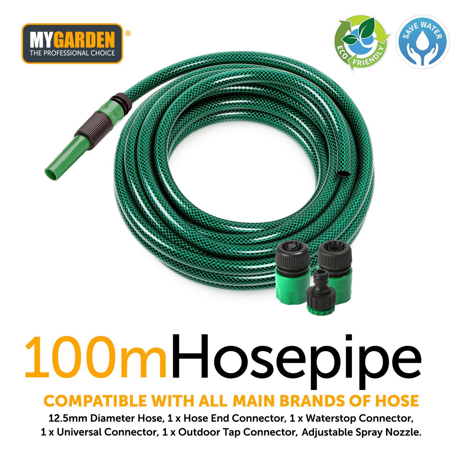 Green Garden Hose Pipe PVC Water Spray Hosepipe Fittings 15M/30M/50M