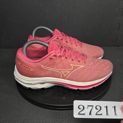 Mizuno Wave Inspire 18 Shoes Womens Sz 8 Pink White Athletic Trainers Sneakers
