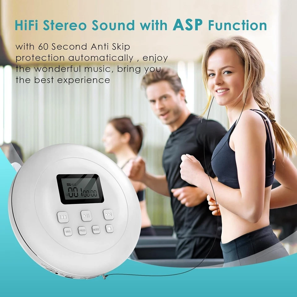 Weiße tragbare CD-Player mit LC-Display und Programmierbarer Funktion - Bild 4 von 4