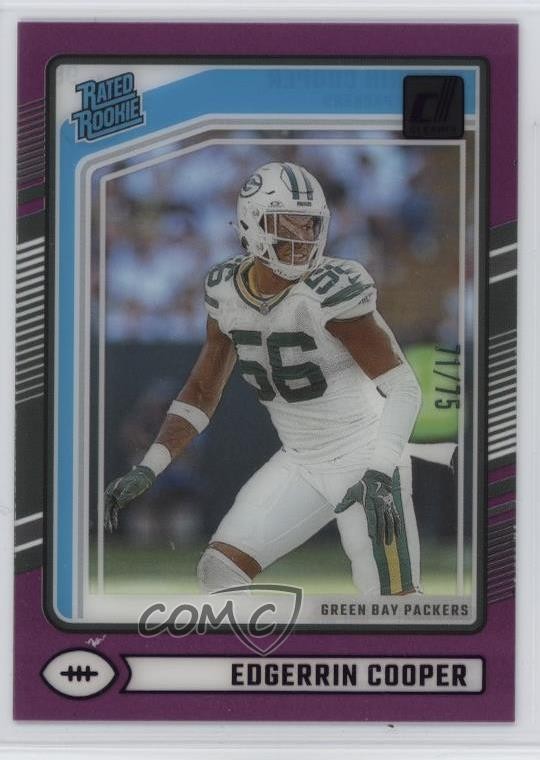 2024 Panini Clearly Donruss Rated Purple 71/75 Edgerrin Cooper #98 Rookie RC 6m7