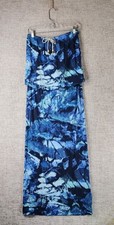 Calvin Klein Stretch Knit Strapless Sun Dress Womens S Blue Print Maxi Jute NWT