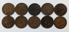 Indian Head Pennies Lot of 10 Different Dates VG/VF