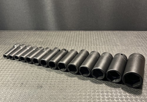 NICE Snap-On 3/8" Flank Drive METRIC DEEP 6 Point Impact Sockets 8-24mm SET 14pc - Foto 18 di 22