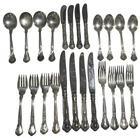 Antique Gorham Chantilly Sterling Silver 24pc Flatware Set 1895 Scroll Silver