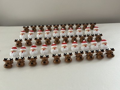 Lot Of 50 Decopac Santa & Reindeer Christmas Rings Cupcake Toppers