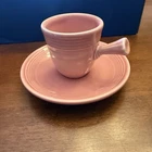 Fiesta Ware Stick Handle Demitasse Cup & Saucer One Pink/Salmon