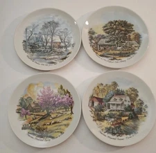 4 Currier and Ives Winter In The Country The Old Grist Mill Collectible Plate (W