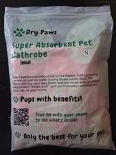 Dry Paws Size Small Pink Super Absorbent Pet Bathrobe. NEW for Dog Or Cat Bath