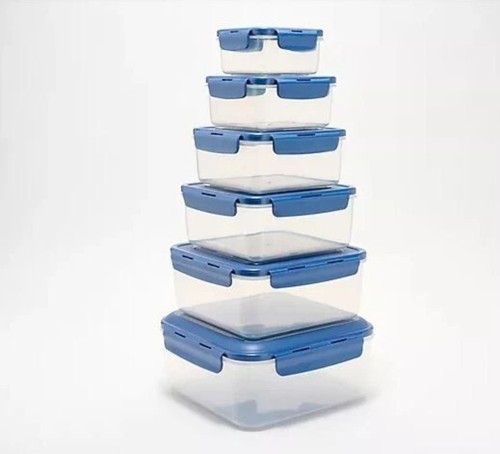 Lock n Lock 6-Pc Nestable Storage Set w/ Handle Square Blue Food ...